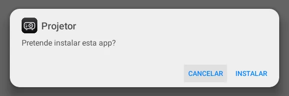 Pergunta de instalação com o botão Instalar